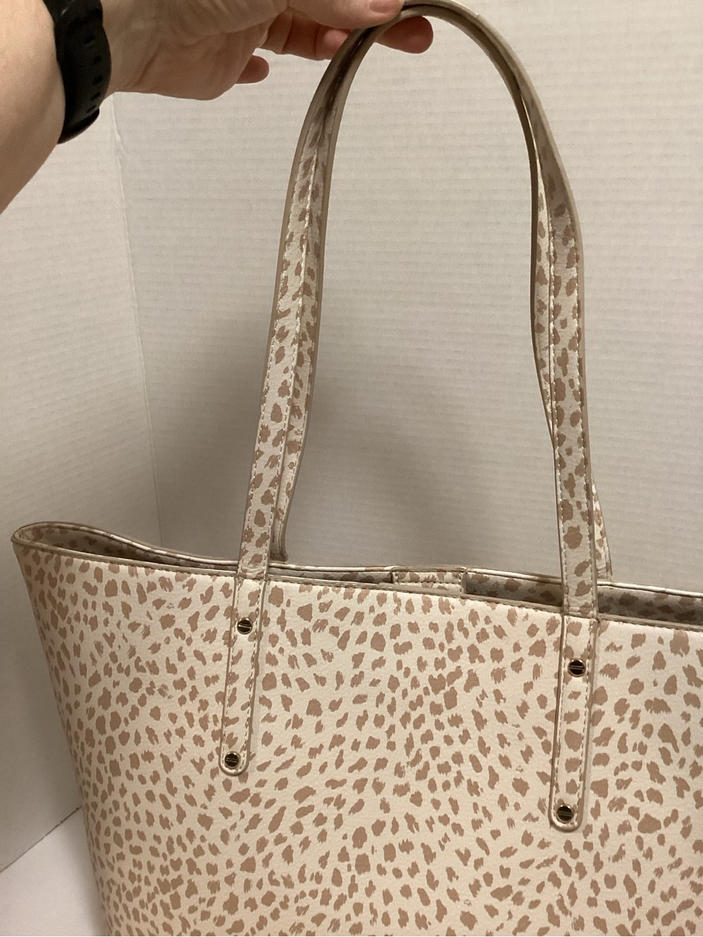 INC International Concepts Cream and Beige Animal Print Tote - Picture 7 of 14